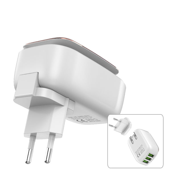 TOPK 3.4A 3 Ports Auto-ID USB Travel Wall Charger Adapter With Touch LED Lamp US UK AU EU Plug