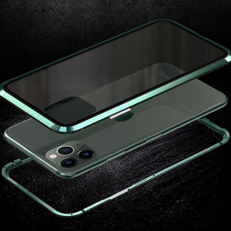 Bakeey Luxury Magnetic Adsorption Metal Back Tempered Glass Protective Case for iPhone 11 Pro 5.8 inch