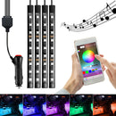 AMBOTHER 4PCS LED RGB Car Interior Floor Decoration Lights Bars Wireless bluetooth APP Control Atmosphere Lamp Strip with Car Lighter