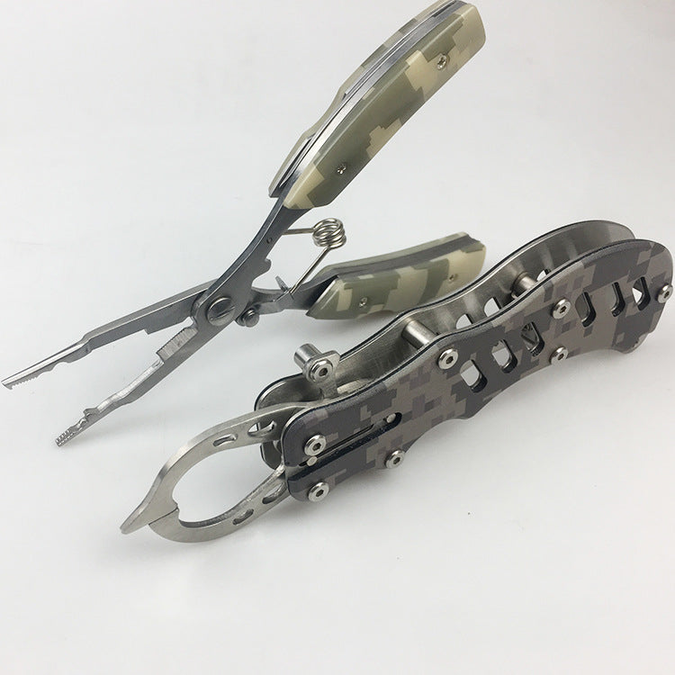 ZANLURE 2PCS Stainless Steel Camouflage Fish Pliers Set Fishing Gripper Set Outdoor Portable Fishing Tool