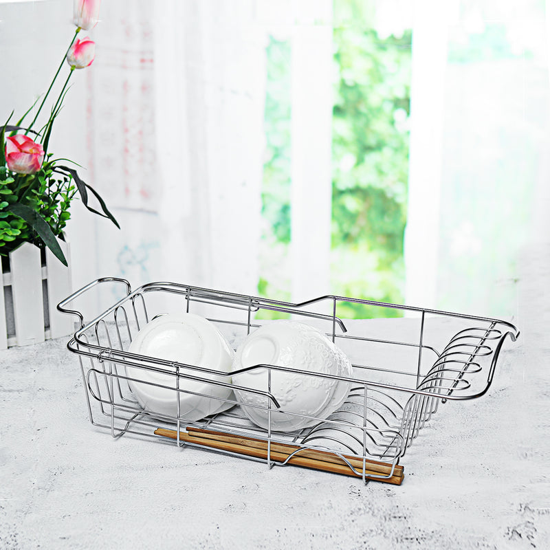 Stainless Steel Dish Drainer Drying Rack Holder Bowl Storage Basket Kitchen Sink Drain Shelf