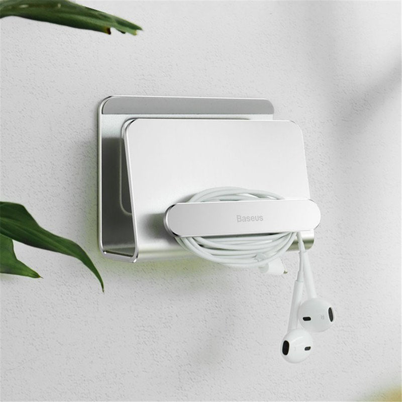 Baseus Metal Strong Adhesive Sticky Cable Organized Wall Mount Desktop Holder for iPhone Mobile Phone