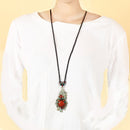 Retro Leaves Long Style Necklace Alloy Ikeramic Sweater Necklace For Women