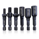 Drillpro 6Pcs Cr-Mo Self-Tapping Socket Adapter Set for 6mm/8mm/10mm Insert Nuts or Hanger Bolt Power Drill Tools 1/4 Inch Hex Shank