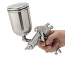 400ML Suction Feed Paint Gravity Spray Sprayer 1/4" Air Hose Fitting Heavy Duty Gravity Feed Dual Action Spray G un Kit Nail Tool (Color: Silver)