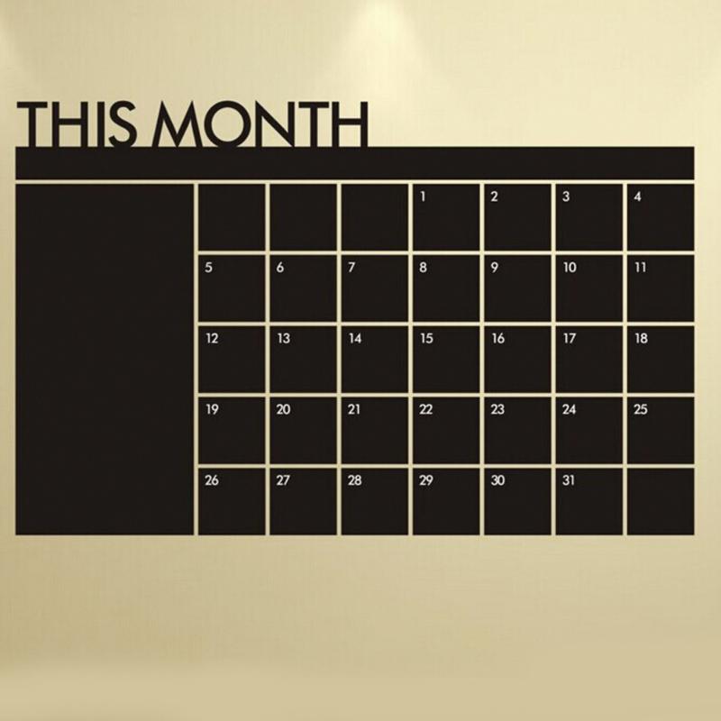 Month Calendar Chalkboard Sticker Blackboard Removable Planner Wall Stickers Black Board Decor