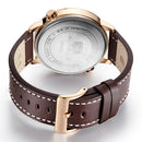 MINI FOCUS MF0035G Two Time Zones Display Men Watch Genuine Leather Strap Quartz Watches