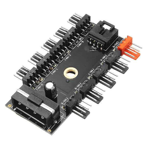 5pcs 12V 10 Way 4pin Fan Hub Speed Controller Regulator For Computer Case With PWM Connection Cable