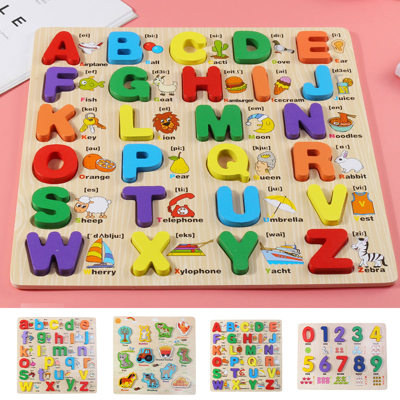 Uppercase Lowercase ABC Early Learning Toys Alphabet Animal Number Puzzle Preschool Educucational Gifts