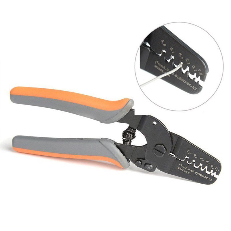 Mini Micro Power Open Barrel Crimper Plier Tools Hand Strippers Works on AWG28-20