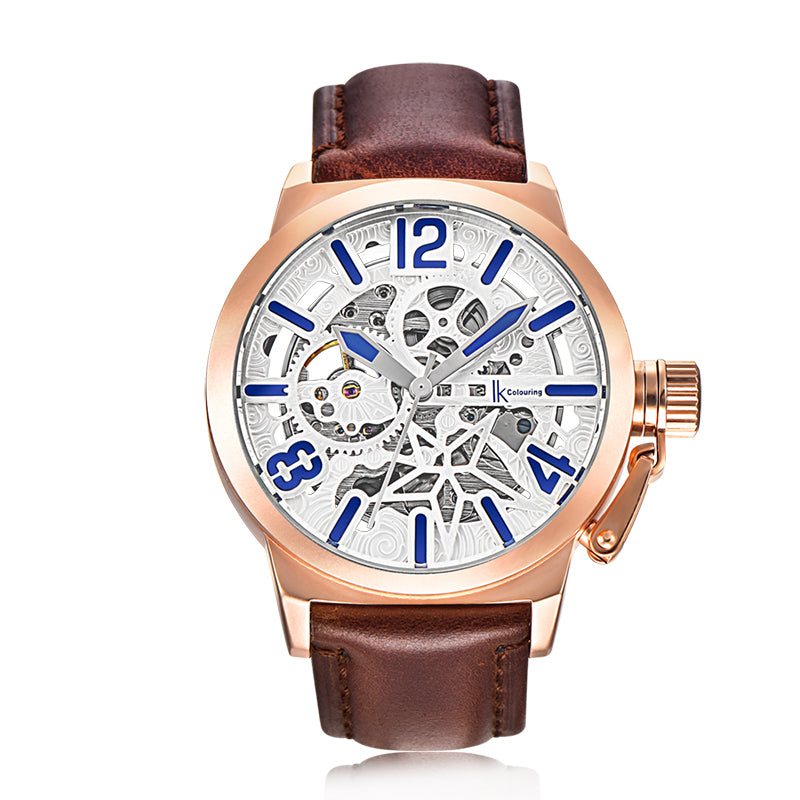 IK COLOURING K003 Business Style Male Wristwatch Leather Strap Mechanical Watches
