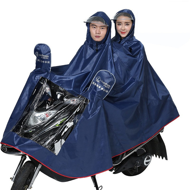 Double Motorcycle Scooter Men Women Rain Coat With Clear Visor Electric Bike 4XL