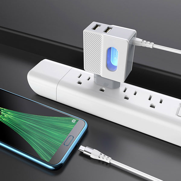 HOCO 2.4A LED Indicator Dual Port USB Charger Adapter with Micro USB Type-C Data Cable For Huawei P30 Pro Mate 30 Xiaomi Mi9 9Pro Oneplus 6T 7 Pro