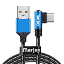 Marjay 2.4A Micro USB Type-C 90 Degree Elbow Fast Charging Data Cable For Huawei P30 Pro Xiaomi Mi9  Redmi 7A Redmi 6Pro OUKITEL Y4800 S10+ Note10
