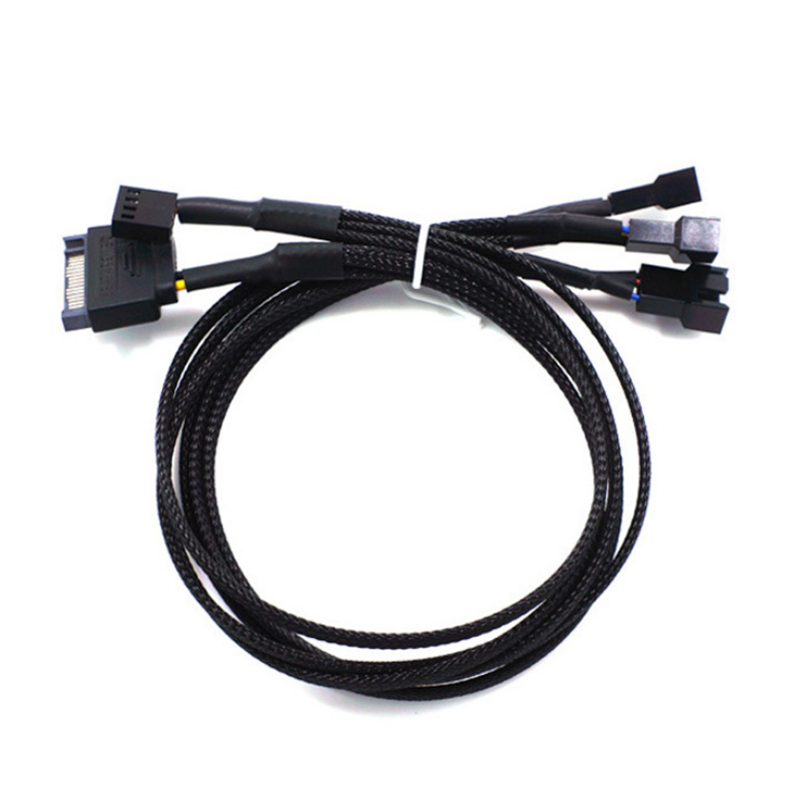 43cm SATA 1 to 3 4Pin CPU Cooling Fan PWM Temperature Control Power Cable Power Adapter Extension Lead Wire