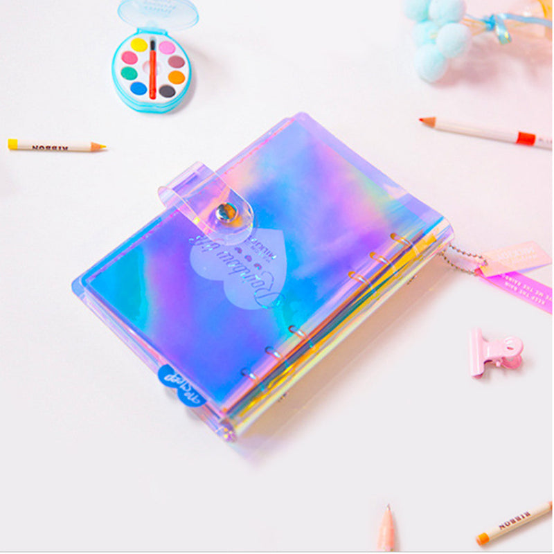 Spiral Notebook Planner Organizer Dividers Agenda Weekly Personal Travel Diary Journal Laser Transparent Rainbow Note Books