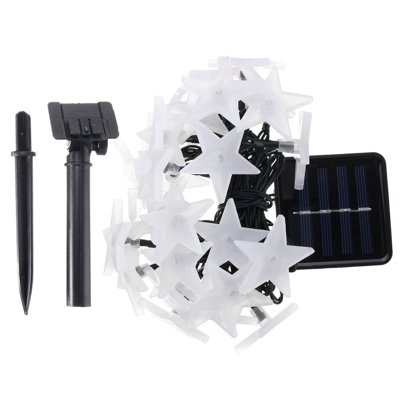 Solar Powered 5M 30LEDs Frosted Five Stars Fairy String Light Christmas Wedding Decor Lamp