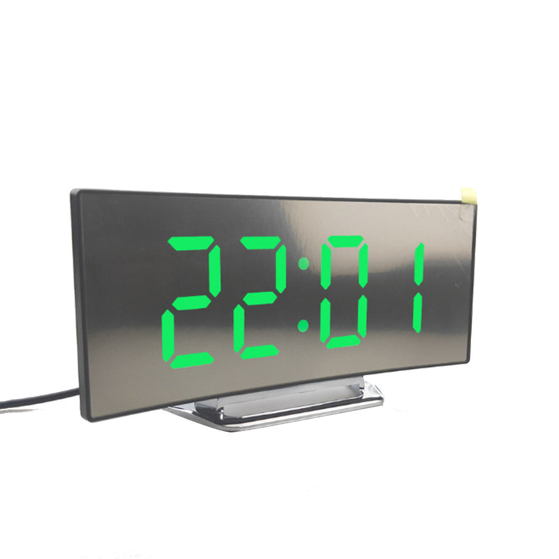 USB Rechargeable Mirror LED Alarm Clock Night Lights Thermometer Digital Clock