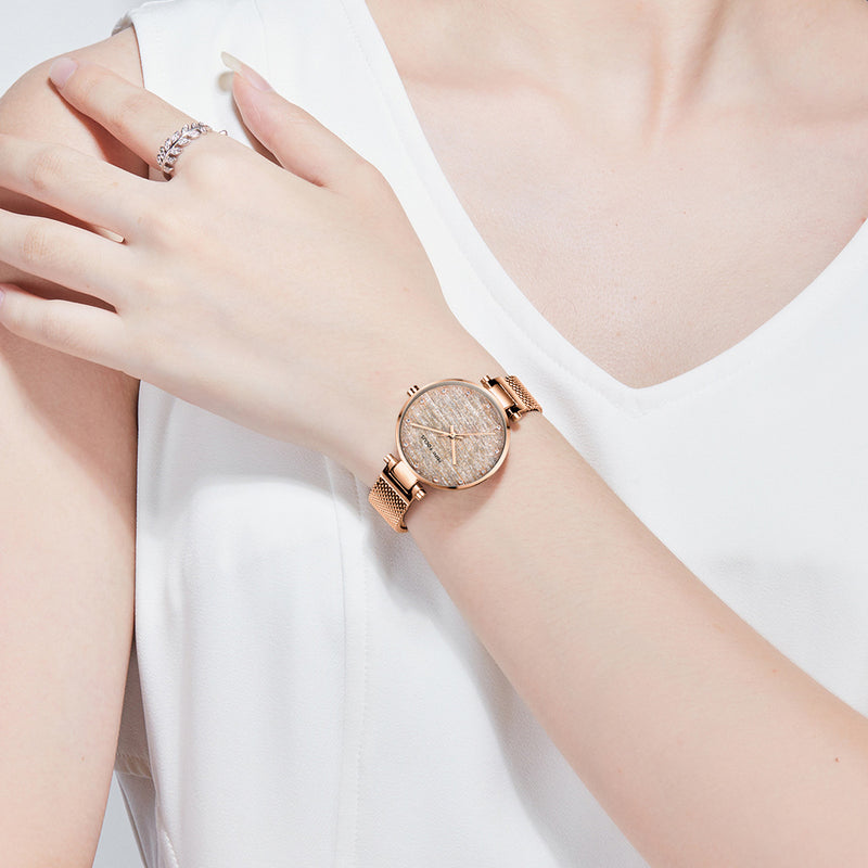 MINI FOCUS 0328L Fashion Women Watch Light Luxury 3ATM Waterproof Stainless Steel Strap Quartz Watch