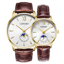 LONGBO 5008 The Sun The Moon The Stars Leather Band Waterproof Men Women Quartz Watch