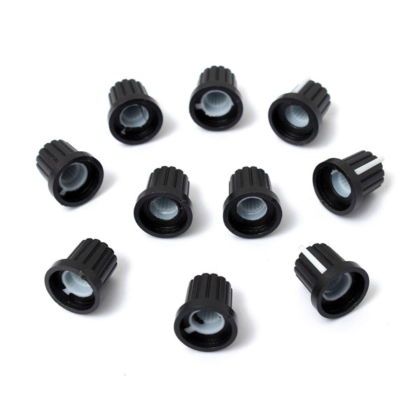 50pcs 6mm Shaft Hole Dia Plastic Threaded knurled Potentiometer Button Cap