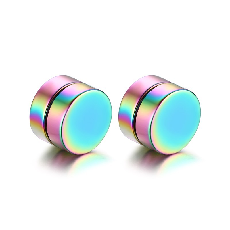 Punk Magnetic No Pierced Men's Earring Stainless Steel Round Clip On Stud Earrings for Men Women