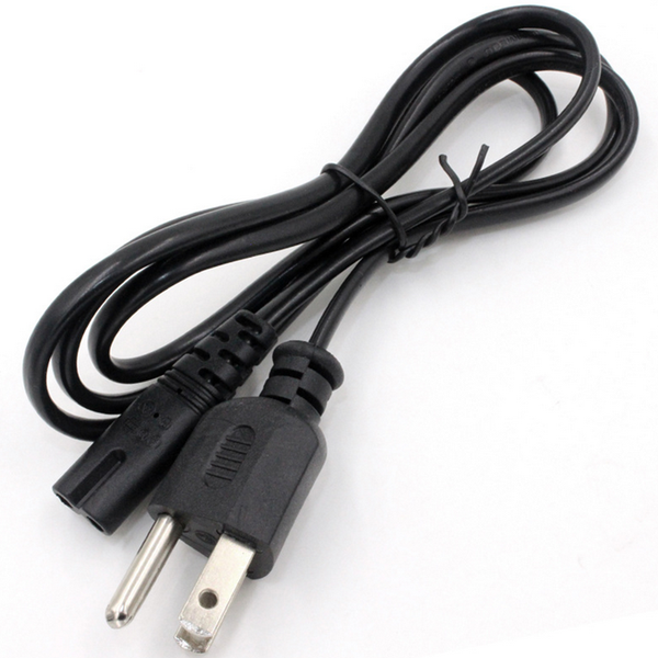 1.2m AC US C8 Plug Power Supply Adapter Cord Cable PVC Black Power Adapter Connector Line