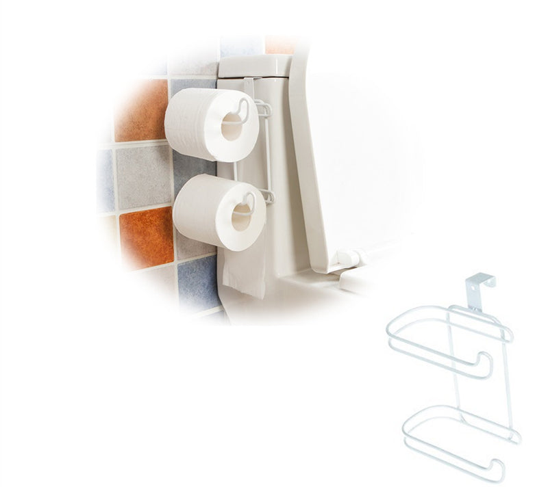 Bathroom Kitchen Hanging Organizer Iron 2 Layers Toilet Roll Paper Home Hooks Shelf Towel Holder