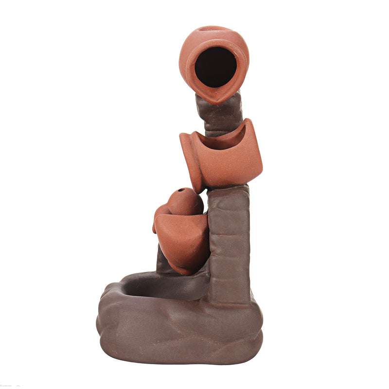 Ceramic Backflow Waterfall Smoke Incense Burner Censer Cones Holder