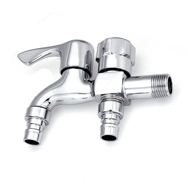 Wall Mount Single Cold Washing Machine Faucet 1/2'' Double Spouts 2 Handles Water Tap Garden Faucet Bathroom Bidet Faucet