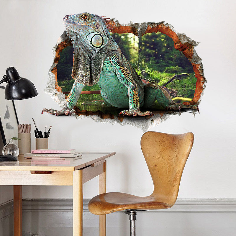 Miico 3D Creative PVC Wall Stickers Home Decor Mural Art Removable Lizard Decor Sticker
