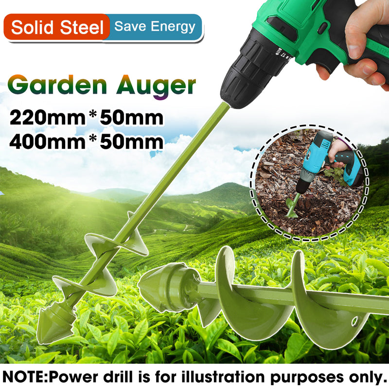 5cm*22cm/5cm*40cm Green Garden Auger Drill Bit Post Hole Digger Earth Planter Drill Bit