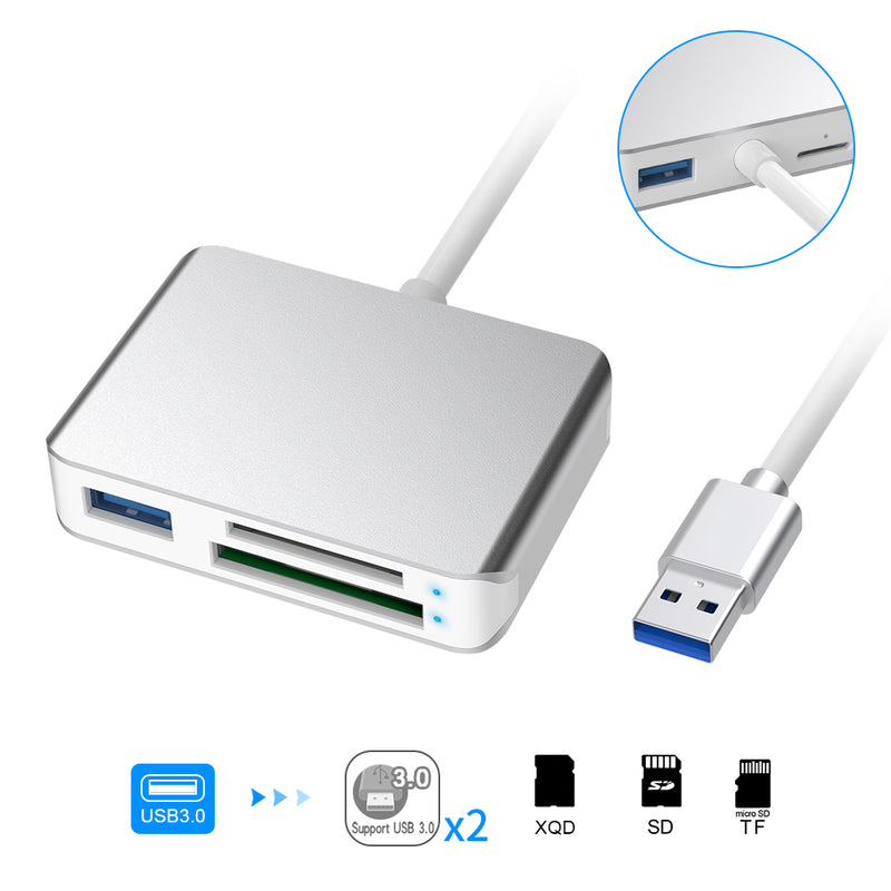 Rocketek CR313A USB 3.0 XQD SD TF Memory Card Reader High Speed Transfer XQD Card Reader for Sony M/G Series Windows Mac