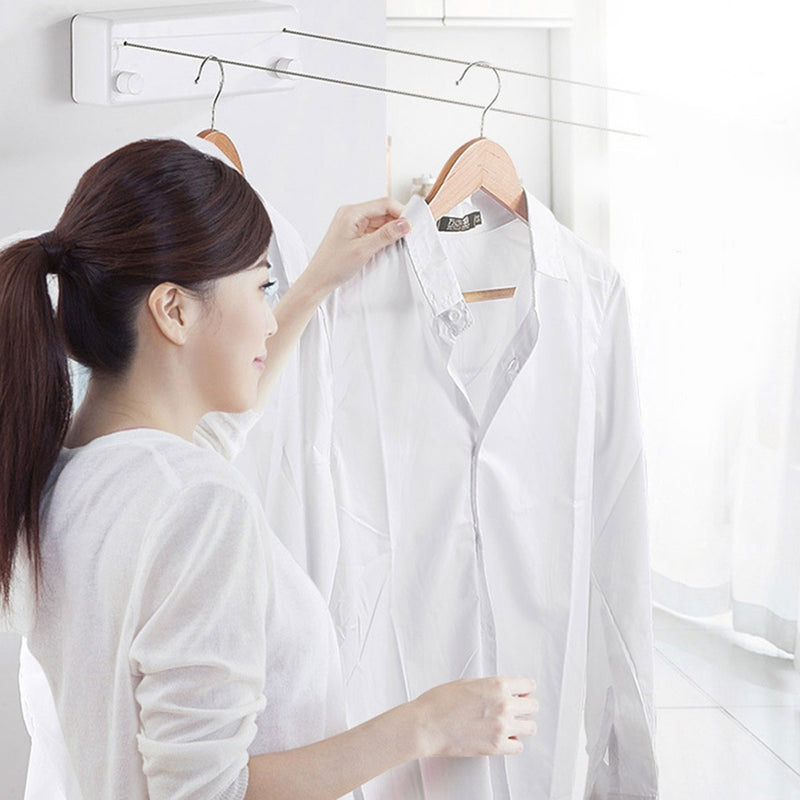 Stainless Steel Clothesline Retractable Outdoor Wall Hanger Cloth Drying 4M