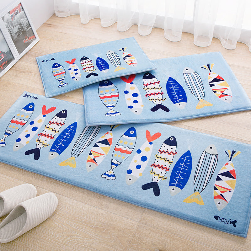 Flannel Floor Mat Kitchen Home Door Mats Long Kitchen Carpet Bedroom Anti-skid Mat Multi-purpose Mat