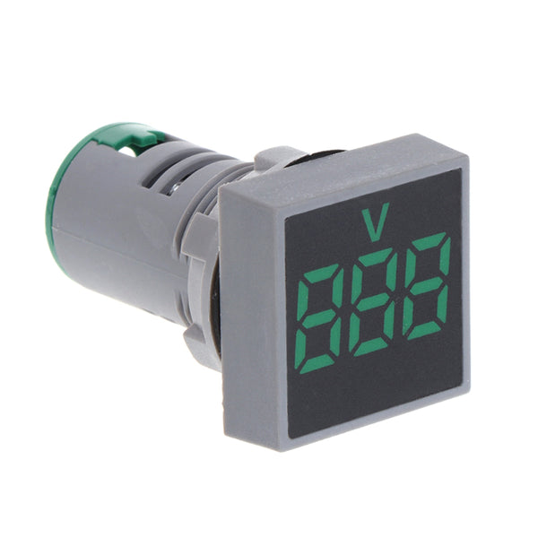 3pcs Green 22MM AC 12-500V Voltmeter Square Panel LED Digital Voltage Meter Indicator Light