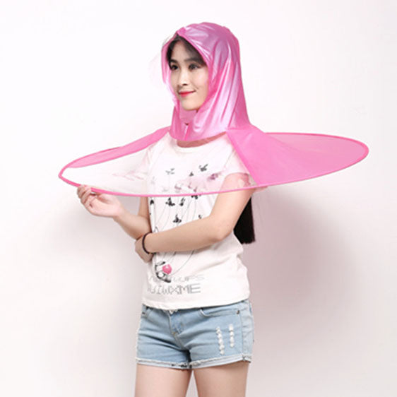 Creative Raincoat Umbrella UFO Shape Rain Hat Cap Child Adult Rain Coat Cover 3 Sizes