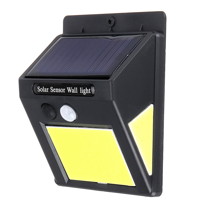 Solar 60 COB LED PIR Motion Sensor Wall Light 3-sided Waterproof Outdoor Garden Yard Path Security Lamp