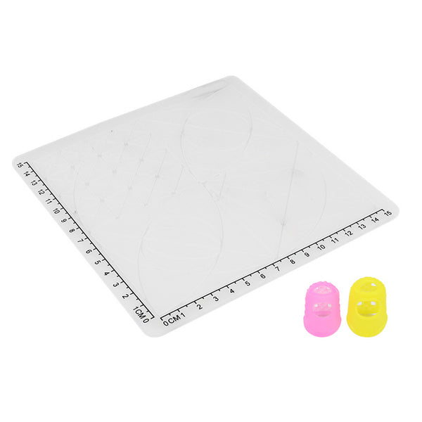 C-Type White Silicone Design Mat with Basic Template + Insulation Silicone Finger Caps Kit 3D Printing Pen Drawing Tools