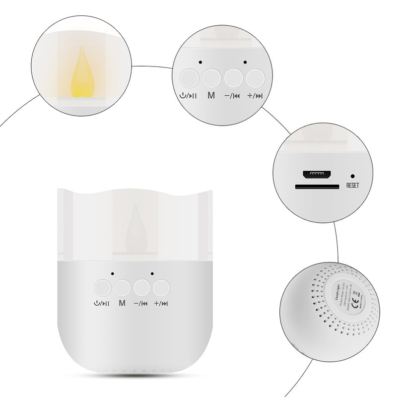 Mini Wireless bluetooth Speaker Warm White USB Portable LED Night Lamp Candle Light DC5V