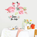 Miico Creative Pink Love Couple Flamingo Flower PVC Removable Home Room Decorative Decor Sticker