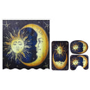 180x180cm Sun Bathroom Waterproof Polyester Fabric Shower Curtains With 12 Hooks + Toilet Mat Rug