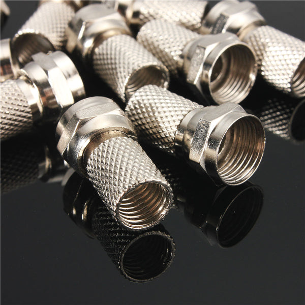 10pcs Silver F-Plug RG6 TV Aerial Coaxial Cable Connectors Adapter