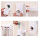 1 Set Creative Automatic Toothpaste Dispenser with Toothbrush Holder Bathroom Water Resistant Sticky Toothpaste Squeezer