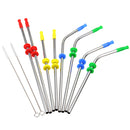 10Pcs/set Stainless Steel Drinking Straw Reusable Sucker Tube With Clean Brush Storage Bag