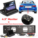 Car Vehicle License Plate Frame Rear Reversing Camera Kit  Night Vision + 4.3" Monitor Kits