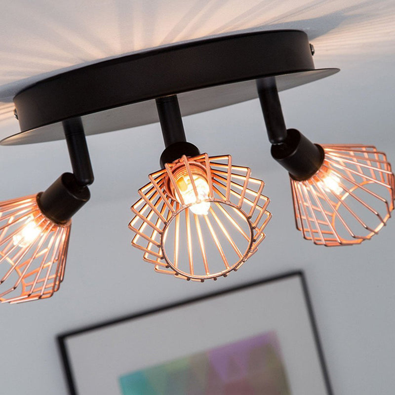 3 Way Ceiling light Modern G9 Copper Cage industrial Pendant Lamp Shade Spotlight Home Decorations