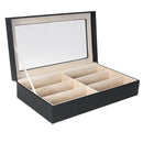 PU Leather 6 Grid Sunglasses Glasses Storage Display Case Box Organizer
