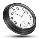 Large Non Ticking Silent Indoor/Outdoor Garden Wall Clock Waterproof Thermometer