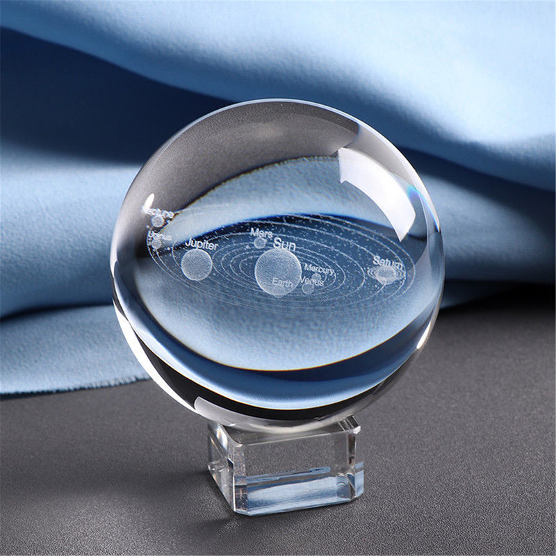 6cm Clear Glass Crystal Healing Ball Meditate Sphere Mascot Planet Space Decor